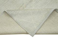 Purpleocco Grey Geometric Wool Cotton Handmade Rug 9'10'' x 14'0''