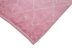 Purpleocco Pink Geometric Wool Cotton Handmade Rug 7'0'' x 10'7''