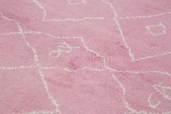 Purpleocco Pink Geometric Wool Cotton Handmade Rug 7'0'' x 10'7''