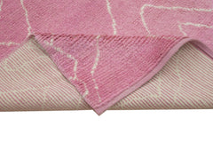 Purpleocco Pink Geometric Wool Cotton Handmade Rug 7'0'' x 10'7''