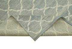 Purpleocco Blue Geometric Wool Cotton Handmade Rug 8'11'' x 11'6''