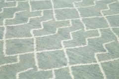 Purpleocco Grey Geometric Wool Cotton Handmade Rug 9'2'' x 13'5''