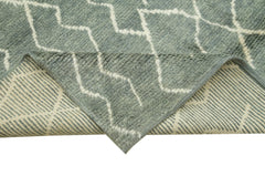 Purpleocco Grey Geometric Wool Cotton Handmade Rug 9'2'' x 13'5''