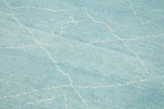 Purpleocco Blue Geometric Wool Cotton Handmade Rug 9'11'' x 13'10''