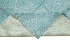 Purpleocco Blue Geometric Wool Cotton Handmade Rug 9'11'' x 13'10''