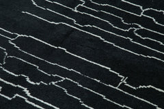 Purpleocco Black Geometric Wool Cotton Handmade Rug 7'1'' x 9'8''