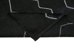 Purpleocco Black Geometric Wool Cotton Handmade Rug 7'9'' x 9'9''