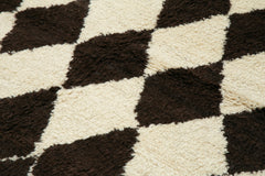 Purpleocco Brown Geometric Wool Cotton Handmade Rug 7'10'' x 9'2''