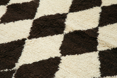 Purpleocco Brown Geometric Wool Cotton Handmade Rug 7'10'' x 9'2''