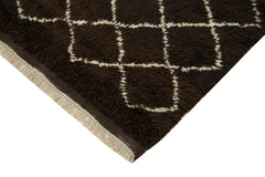 Purpleocco Brown Geometric Wool Cotton Handmade Rug 7'1'' x 8'11''