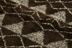 Purpleocco Brown Geometric Wool Cotton Handmade Rug 7'1'' x 8'11''