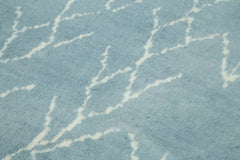 Purpleocco Blue Geometric Wool Cotton Handmade Rug 6'3'' x 10'9''