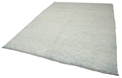 Purpleocco Blue Geometric Wool Cotton Handmade Rug 7'8'' x 10'2''