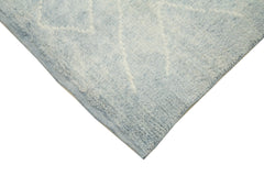 Purpleocco Blue Geometric Wool Cotton Handmade Rug 7'8'' x 10'2''