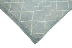 Purpleocco Blue Geometric Wool Cotton Handmade Rug 7'9'' x 9'7''