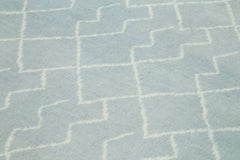 Purpleocco Blue Geometric Wool Cotton Handmade Rug 7'9'' x 9'7''