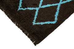 Purpleocco Brown Geometric Wool Cotton Handmade Rug 9'0'' x 12'2''