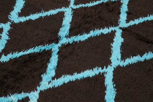 Purpleocco Brown Geometric Wool Cotton Handmade Rug 9'0'' x 12'2''