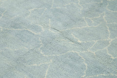 Purpleocco Blue Geometric Wool Cotton Handmade Rug 7'7'' x 9'1''