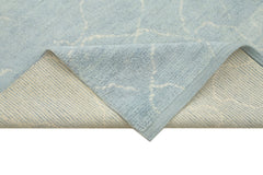 Purpleocco Blue Geometric Wool Cotton Handmade Rug 7'7'' x 9'1''