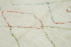 Purpleocco White Geometric Wool Cotton Handmade Rug 7'10'' x 10'0''