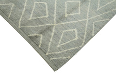 Purpleocco Grey Geometric Wool Cotton Handmade Rug 9'5'' x 13'7''