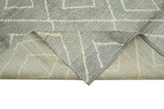 Purpleocco Grey Geometric Wool Cotton Handmade Rug 9'5'' x 13'7''