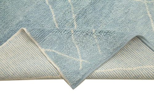 Purpleocco Blue Geometric Wool Cotton Handmade Rug 8'11'' x 12'2''