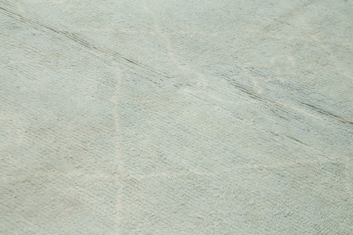 Purpleocco Blue Geometric Wool Cotton Handmade Rug 9'1'' x 11'6''