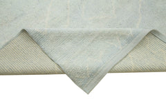 Purpleocco Blue Geometric Wool Cotton Handmade Rug 9'1'' x 11'6''