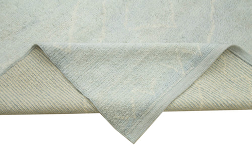 Purpleocco Blue Geometric Wool Cotton Handmade Rug 9'1'' x 11'6''