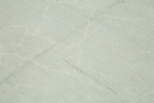 Purpleocco Blue Geometric Wool Cotton Handmade Rug 8'2'' x 9'6''