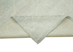 Purpleocco Blue Geometric Wool Cotton Handmade Rug 8'2'' x 9'6''