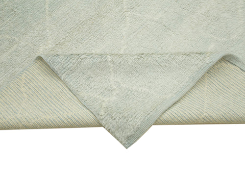 Purpleocco Blue Geometric Wool Cotton Handmade Rug 8'2'' x 9'6''