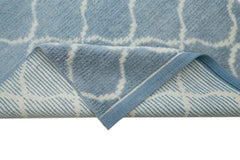 Handmade Area Rug - Blue Geometric Turkish Vintage Runner 3x12 ft Cotton Wool