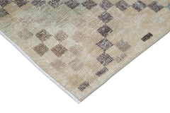 Handmade Area Rug – Checkered Kilim Beige Cotton Wool Rug 5'4''x10'3'' Durable Floor Covering