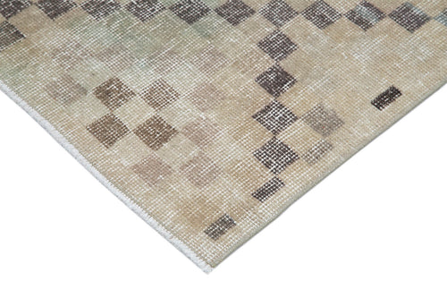 Handmade Area Rug – Checkered Kilim Beige Cotton Wool Rug 5'4''x10'3'' Durable Floor Covering