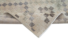 Handmade Area Rug – Checkered Kilim Beige Cotton Wool Rug 5'4''x10'3'' Durable Floor Covering