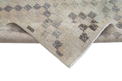 Handmade Area Rug – Checkered Kilim Beige Cotton Wool Rug 5'4''x10'3'' Durable Floor Covering