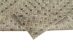 Handmade Area Rug - Checkered Kilim Carpet 4'11"x8'2" Beige Cotton Wool Blend