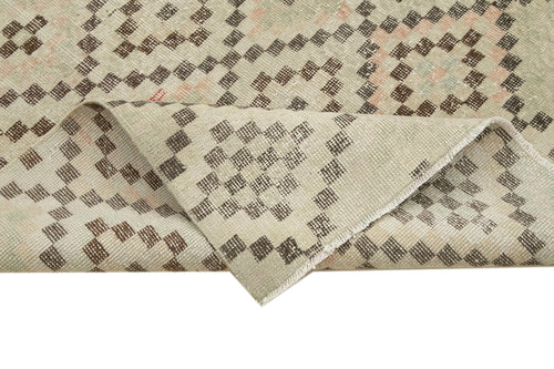 Handmade Area Rug – Checkered Kilim Beige Cotton Wool Rug 4'2''x8'6''
