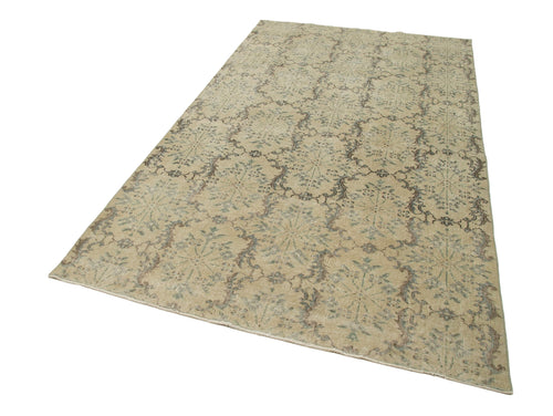 Checkered Kilim Beige Cotton Wool Handmade Area Rug 5'0'' x 8'11''