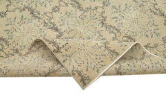 Checkered Kilim Beige Cotton Wool Handmade Area Rug 5'0'' x 8'11''