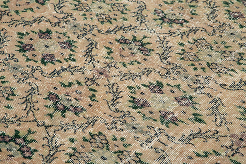 Handmade Area Rug – Orange Checkered Turkish Kilim Rug Cotton Wool Blend 6'1''x9'2''