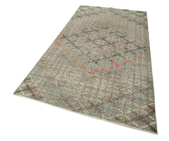 Handmade Area Rug - Checkered Kilim Brown Cotton Wool Carpet 4'8" x 9'0"