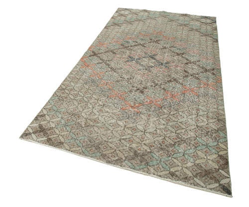 Handmade Area Rug - Checkered Kilim Brown Cotton Wool Carpet 4'8" x 9'0"