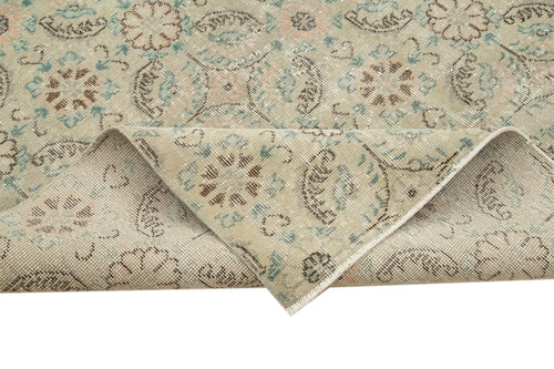 Handmade Area Rug - Checkered Kilim Beige Cotton Wool Rug 5'7''x8'10'' Soft Durable