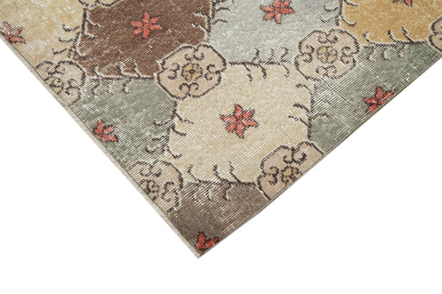 Checkered Kilim White Cotton Wool Handmade Area Rug 4'3'' x 7'10''