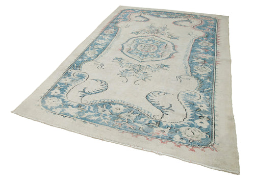 Handmade Area Rug - Checkered Kilim Beige Cotton Wool Vintage Carpet 6'x9'9''