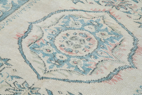 Handmade Area Rug - Checkered Kilim Beige Cotton Wool Vintage Carpet 6'x9'9''